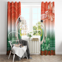 Penama Vanuatu Window Curtain Hibiscus Sand Drawing with Pacific Pattern LT9 - Polynesian Pride