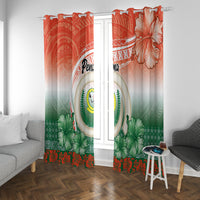 Penama Vanuatu Window Curtain Hibiscus Sand Drawing with Pacific Pattern LT9 With Grommets Red Art - Polynesian Pride