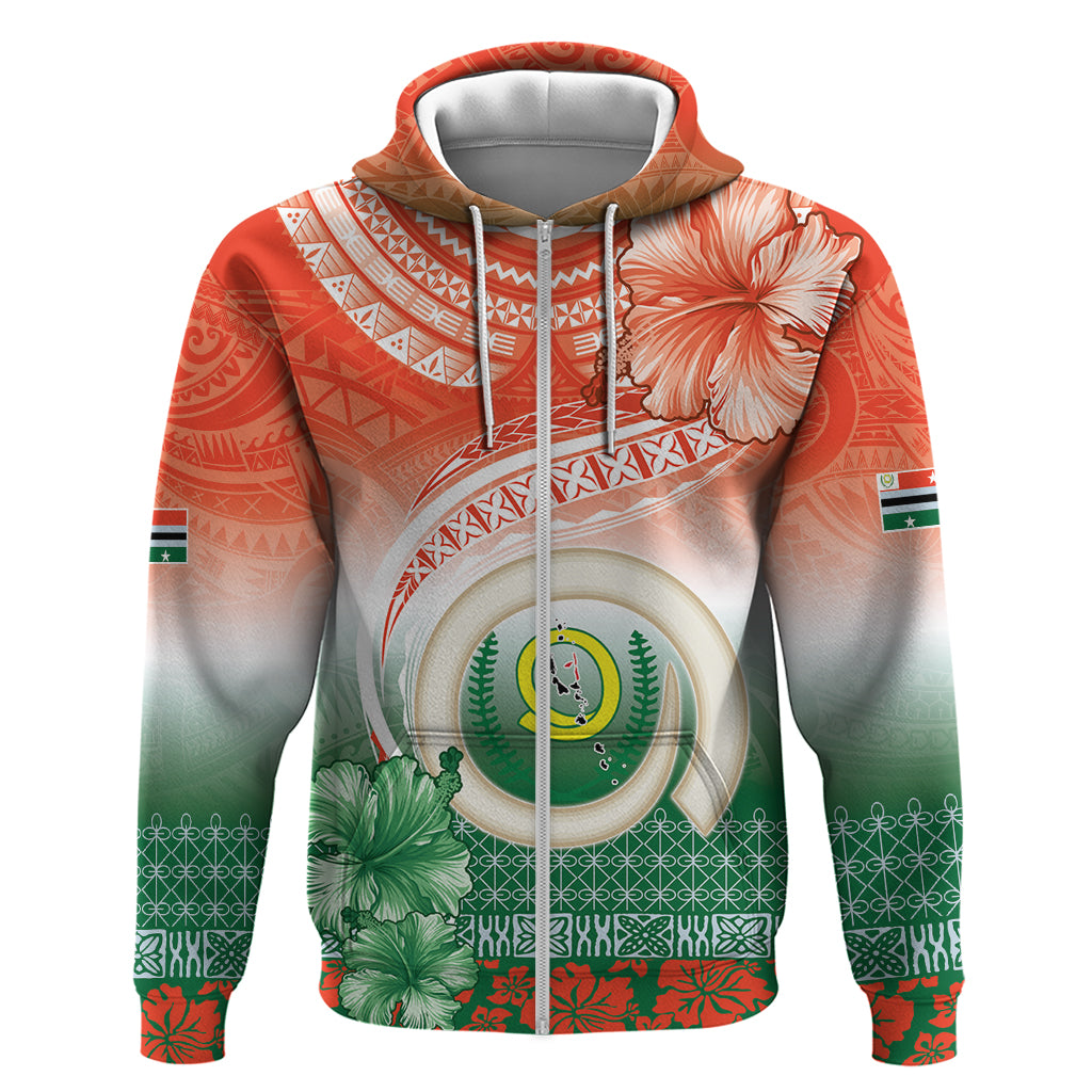 Penama Vanuatu Zip Hoodie Hibiscus Sand Drawing with Pacific Pattern LT9 Zip Hoodie Red Art - Polynesian Pride
