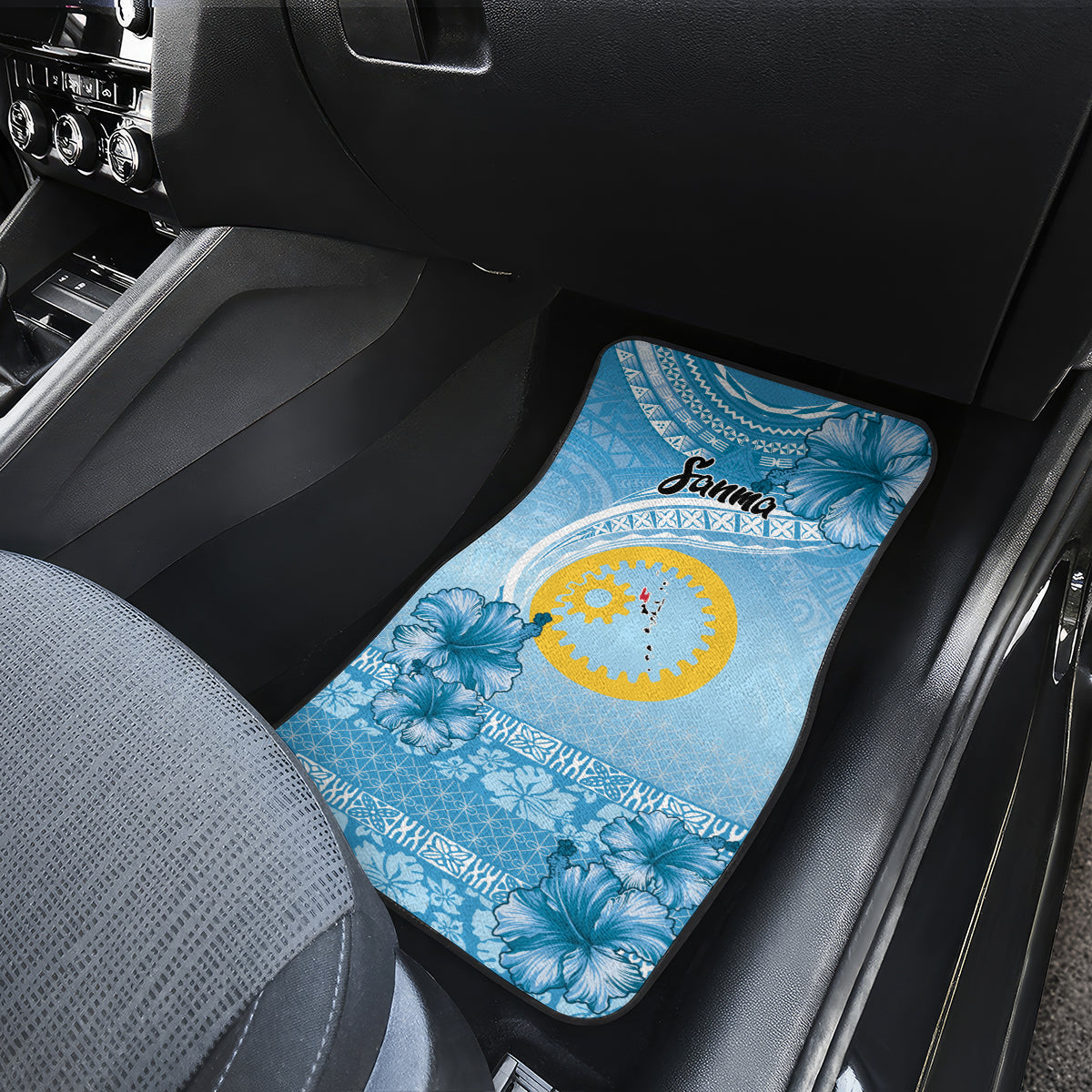 Sanma Vanuatu Car Mats Hibiscus Sand Drawing with Pacific Pattern LT9 - Polynesian Pride