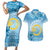 Sanma Vanuatu Couples Matching Short Sleeve Bodycon Dress and Hawaiian Shirt Hibiscus Sand Drawing with Pacific Pattern