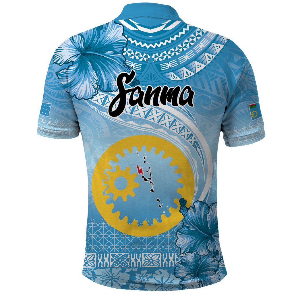 Sanma Vanuatu Polo Shirt Hibiscus Sand Drawing with Pacific Pattern LT9 - Polynesian Pride
