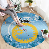 Sanma Vanuatu Round Carpet Hibiscus Sand Drawing with Pacific Pattern LT9 - Polynesian Pride