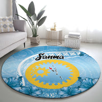 Sanma Vanuatu Round Carpet Hibiscus Sand Drawing with Pacific Pattern LT9 - Polynesian Pride