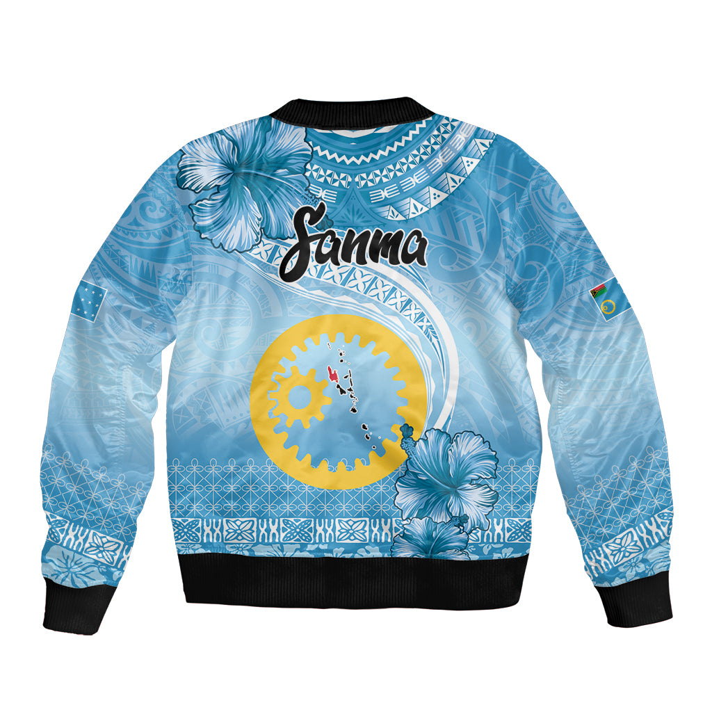 Sanma Vanuatu Sleeve Zip Bomber Jacket Hibiscus Sand Drawing with Pacific Pattern LT9 - Polynesian Pride