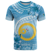 Sanma Vanuatu T Shirt Hibiscus Sand Drawing with Pacific Pattern LT9 Blue Art - Polynesian Pride