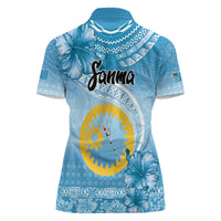 Sanma Vanuatu Women Polo Shirt Hibiscus Sand Drawing with Pacific Pattern LT9 - Polynesian Pride