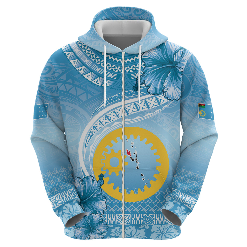 Sanma Vanuatu Zip Hoodie Hibiscus Sand Drawing with Pacific Pattern LT9 - Polynesian Pride