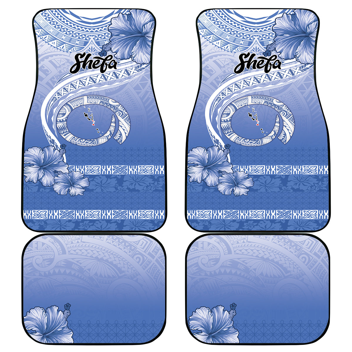 Shefa Vanuatu Car Mats Hibiscus Sand Drawing with Pacific Pattern LT9 - Polynesian Pride