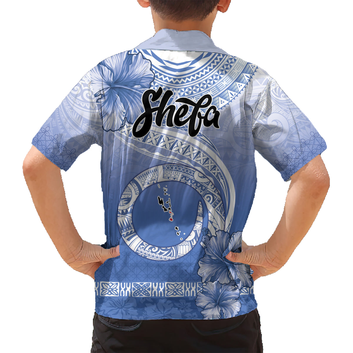 Shefa Vanuatu Kid Hawaiian Shirt Hibiscus Sand Drawing with Pacific Pattern LT9 - Polynesian Pride