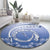 Shefa Vanuatu Round Carpet Hibiscus Sand Drawing with Pacific Pattern