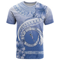 Shefa Vanuatu T Shirt Hibiscus Sand Drawing with Pacific Pattern LT9 Blue Art - Polynesian Pride