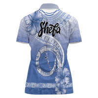 Shefa Vanuatu Women Polo Shirt Hibiscus Sand Drawing with Pacific Pattern LT9 - Polynesian Pride