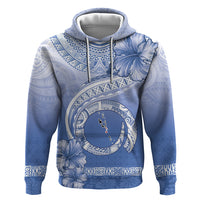 Shefa Vanuatu Zip Hoodie Hibiscus Sand Drawing with Pacific Pattern LT9 Pullover Hoodie Blue Art - Polynesian Pride