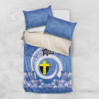 Tafea Vanuatu Bedding Set Hibiscus Sand Drawing with Pacific Pattern LT9 US Twin 172cm x 218cm Blue Art - Polynesian Pride