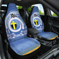 Tafea Vanuatu Car Seat Cover Hibiscus Sand Drawing with Pacific Pattern LT9 One Size Blue Art - Polynesian Pride