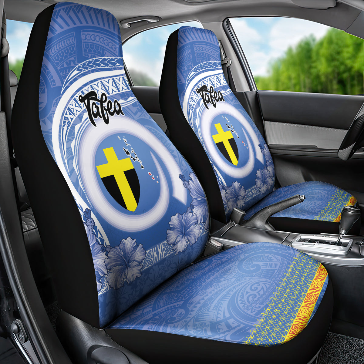 Tafea Vanuatu Car Seat Cover Hibiscus Sand Drawing with Pacific Pattern LT9 - Polynesian Pride