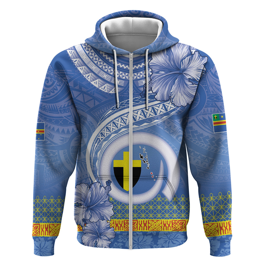 Tafea Vanuatu Hoodie Hibiscus Sand Drawing with Pacific Pattern LT9 Zip Hoodie Blue Art - Polynesian Pride