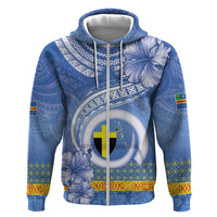 Tafea Vanuatu Hoodie Hibiscus Sand Drawing with Pacific Pattern LT9 Zip Hoodie Blue Art - Polynesian Pride