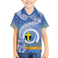 Tafea Vanuatu Kid Hawaiian Shirt Hibiscus Sand Drawing with Pacific Pattern LT9 Kid Blue Art - Polynesian Pride