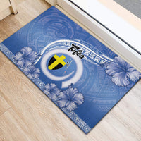 Tafea Vanuatu Rubber Doormat Hibiscus Sand Drawing with Pacific Pattern LT9 - Polynesian Pride