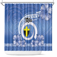 Tafea Vanuatu Shower Curtain Hibiscus Sand Drawing with Pacific Pattern LT9 Blue Art - Polynesian Pride