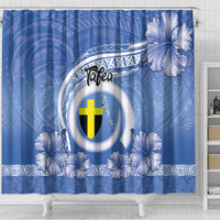 Tafea Vanuatu Shower Curtain Hibiscus Sand Drawing with Pacific Pattern LT9 - Polynesian Pride