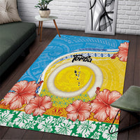 Torba Vanuatu Area Rug Hibiscus Sand Drawing with Pacific Pattern LT9 Green Gold - Polynesian Pride