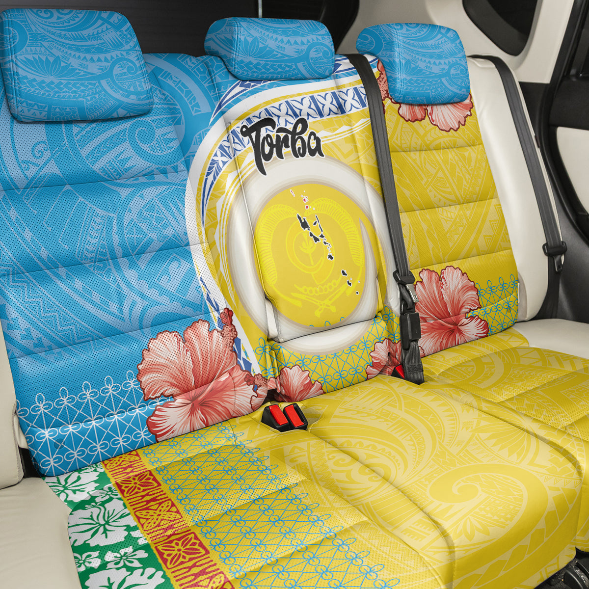 Torba Vanuatu Back Car Seat Cover Hibiscus Sand Drawing with Pacific Pattern LT9 - Polynesian Pride