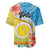 Torba Vanuatu Baseball Jersey Hibiscus Sand Drawing with Pacific Pattern