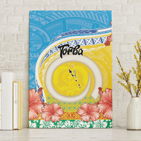 Torba Vanuatu Canvas Wall Art Hibiscus Sand Drawing with Pacific Pattern LT9 Without Frame Green Gold - Polynesian Pride