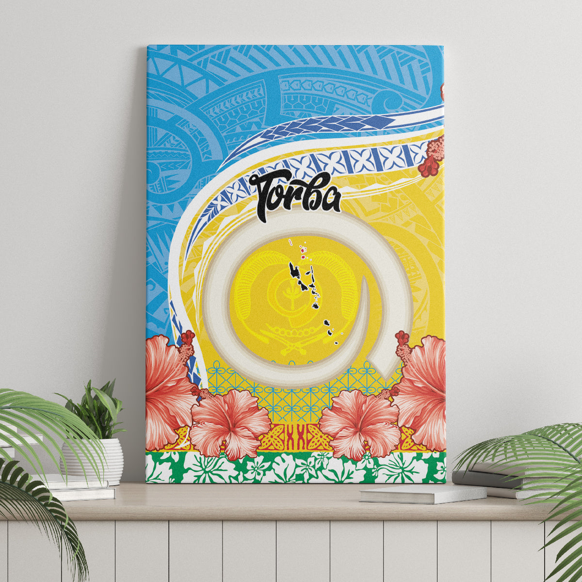 Torba Vanuatu Canvas Wall Art Hibiscus Sand Drawing with Pacific Pattern LT9 - Polynesian Pride