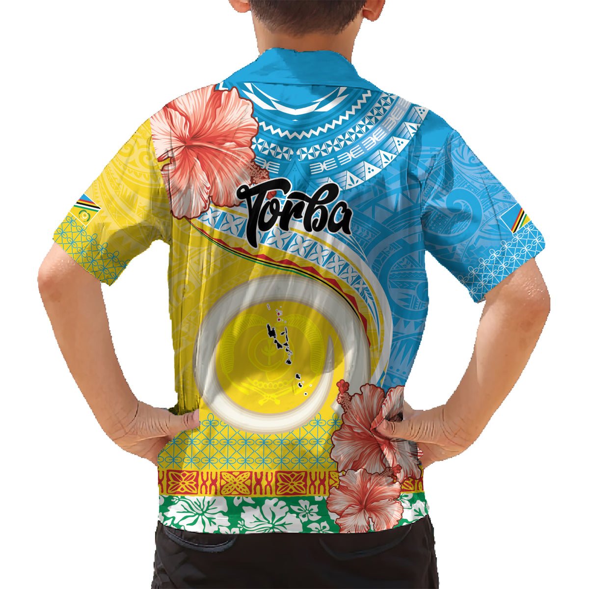 Torba Vanuatu Kid Hawaiian Shirt Hibiscus Sand Drawing with Pacific Pattern LT9 - Polynesian Pride