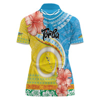 Torba Vanuatu Women Polo Shirt Hibiscus Sand Drawing with Pacific Pattern LT9 - Polynesian Pride