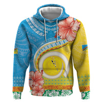 Torba Vanuatu Zip Hoodie Hibiscus Sand Drawing with Pacific Pattern LT9 Pullover Hoodie Green Gold - Polynesian Pride