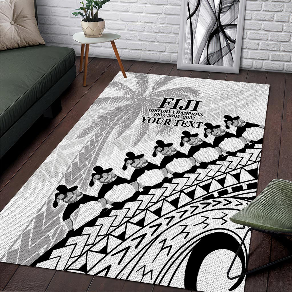 Custom Fiji Rugby Cibi Dance Area Rug Create History World Cup Sevens LT9 White - Polynesian Pride