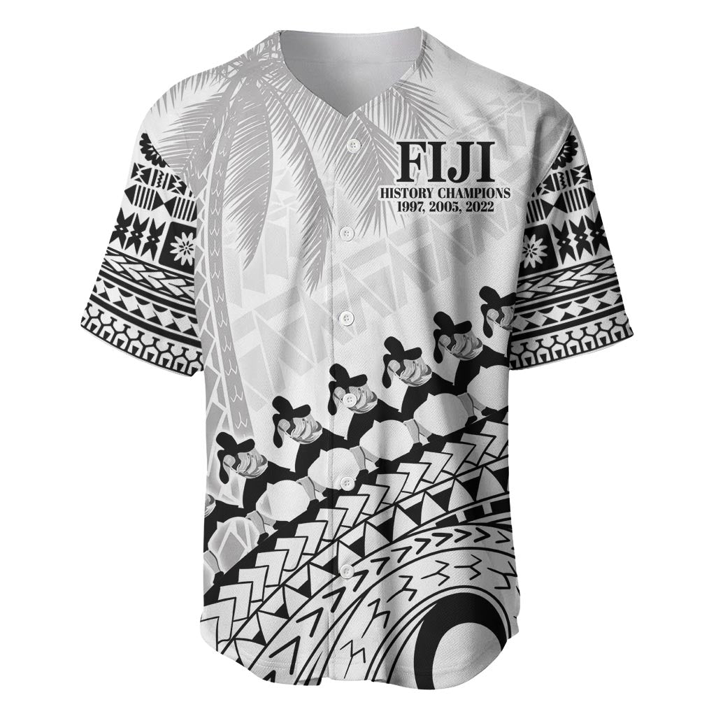 Custom Fiji Rugby Cibi Dance Baseball Jersey Create History World Cup Sevens LT9 White - Polynesian Pride