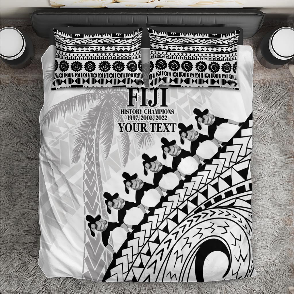 Custom Fiji Rugby Cibi Dance Bedding Set Create History World Cup Sevens LT9 White - Polynesian Pride