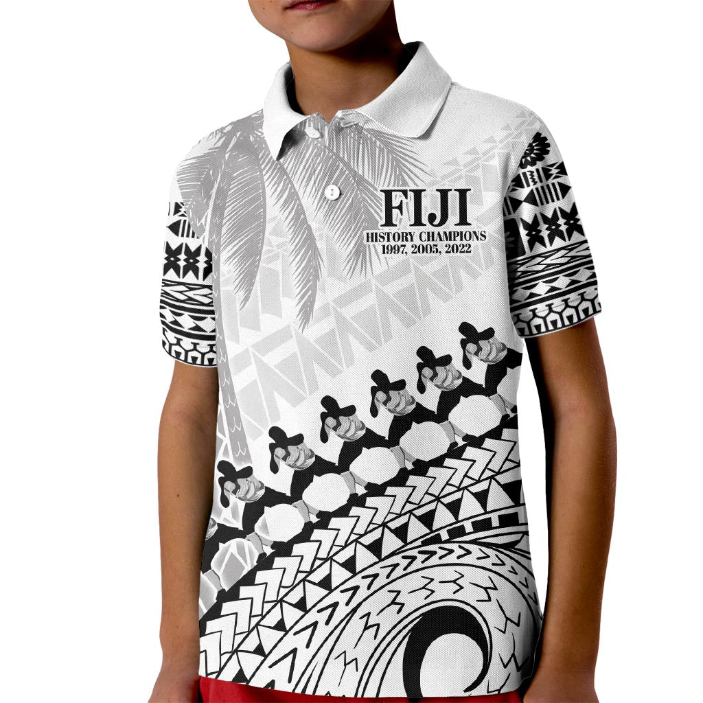 Custom Fiji Rugby Cibi Dance Kid Polo Shirt Create History World Cup Sevens LT9 Kid White - Polynesian Pride