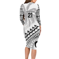 Custom Fiji Rugby Cibi Dance Long Sleeve Bodycon Dress Create History World Cup Sevens LT9 - Polynesian Pride