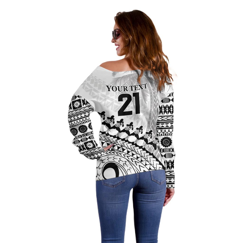 Custom Fiji Rugby Cibi Dance Off Shoulder Sweater Create History World Cup Sevens LT9 - Polynesian Pride