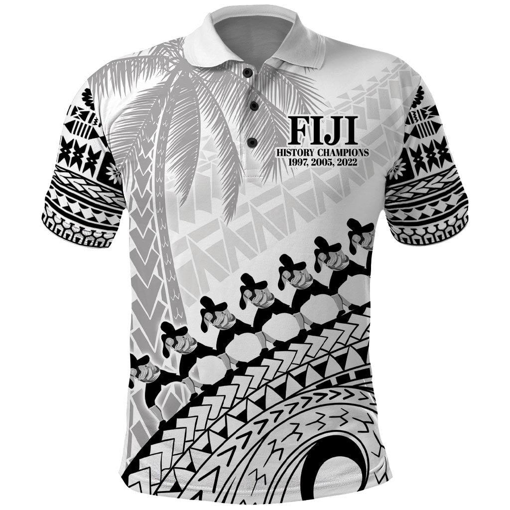 Custom Fiji Rugby Cibi Dance Polo Shirt Create History World Cup Sevens LT9 White - Polynesian Pride