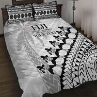 Custom Fiji Rugby Cibi Dance Quilt Bed Set Create History World Cup Sevens LT9 White - Polynesian Pride