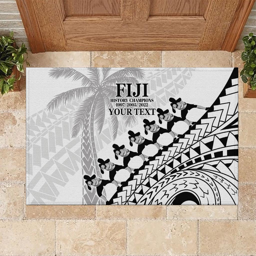 Custom Fiji Rugby Cibi Dance Rubber Doormat Create History World Cup Sevens LT9 White - Polynesian Pride