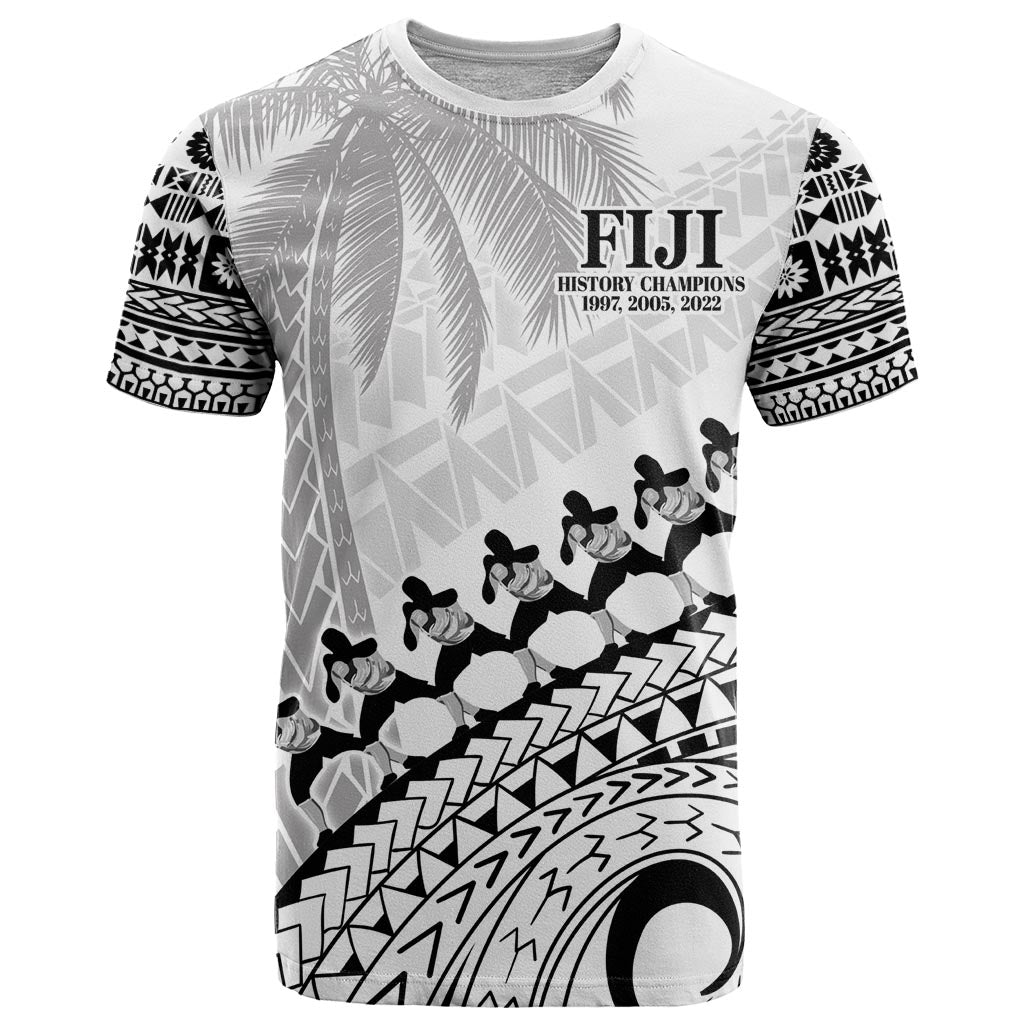 Custom Fiji Rugby Cibi Dance T Shirt Create History World Cup Sevens LT9 White - Polynesian Pride