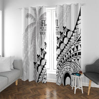 Custom Fiji Rugby Cibi Dance Window Curtain Create History World Cup Sevens LT9 With Grommets White - Polynesian Pride