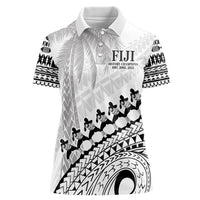 Custom Fiji Rugby Cibi Dance Women Polo Shirt Create History World Cup Sevens LT9 Female White - Polynesian Pride