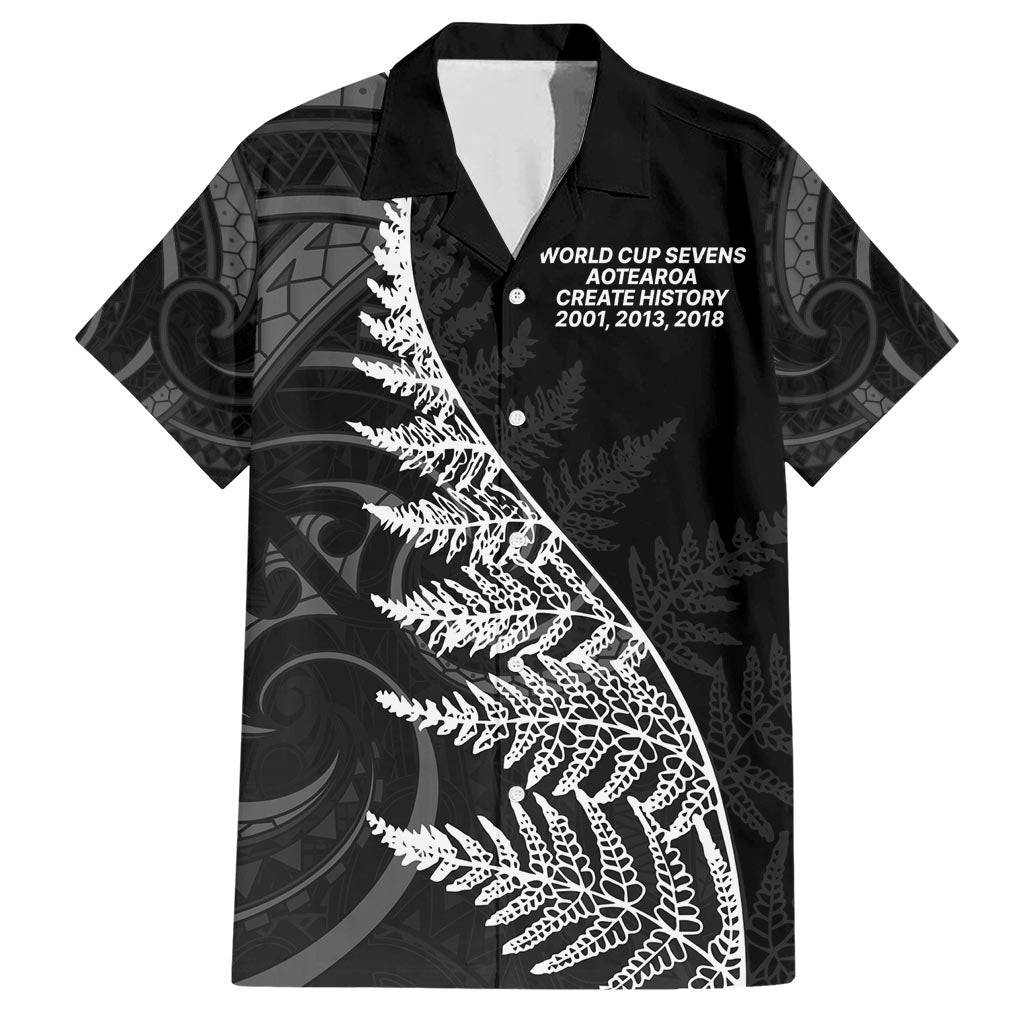 New Zealand Black Fern 7s Hawaiian Shirt History World Cup Sevens LT9 Black - Polynesian Pride