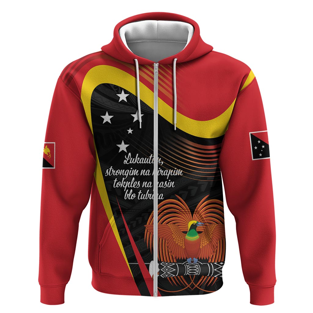 Personalised Papua Niugini Tok Pisin Wik Hoodie LT9 Zip Hoodie Red - Polynesian Pride