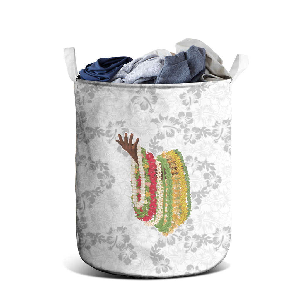 Hawaii Lei Kamehameha Laundry Basket Ke'oke'o Seamless Pattern Hibiscus Flower LT9 - Polynesian Pride